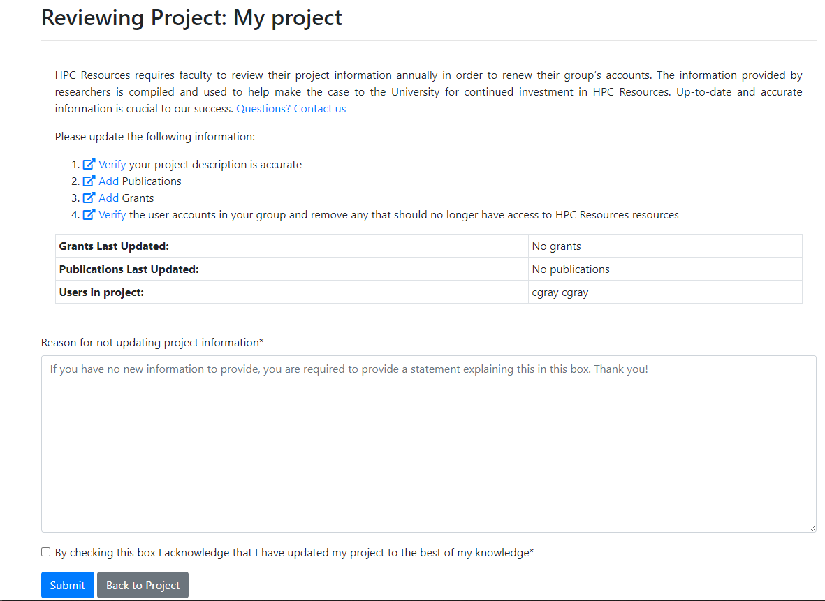 Project Review Submit Details