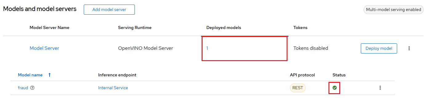 Deployed model status