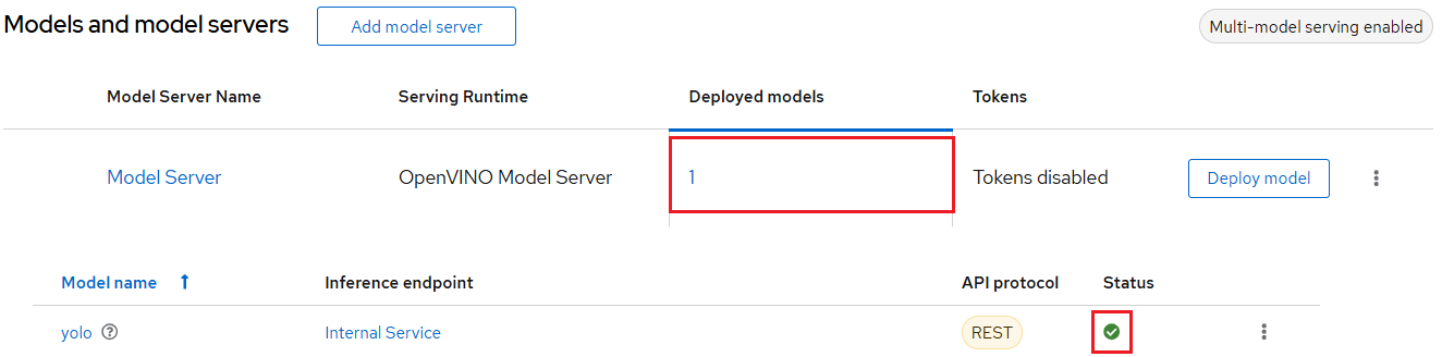 Deployed model status