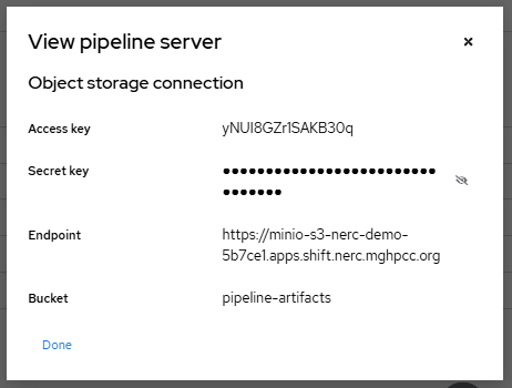 View pipeline server configuration