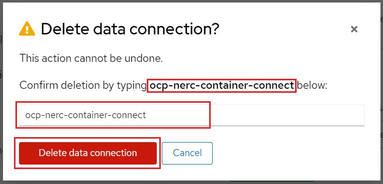 Delete Data Connection Confirmation