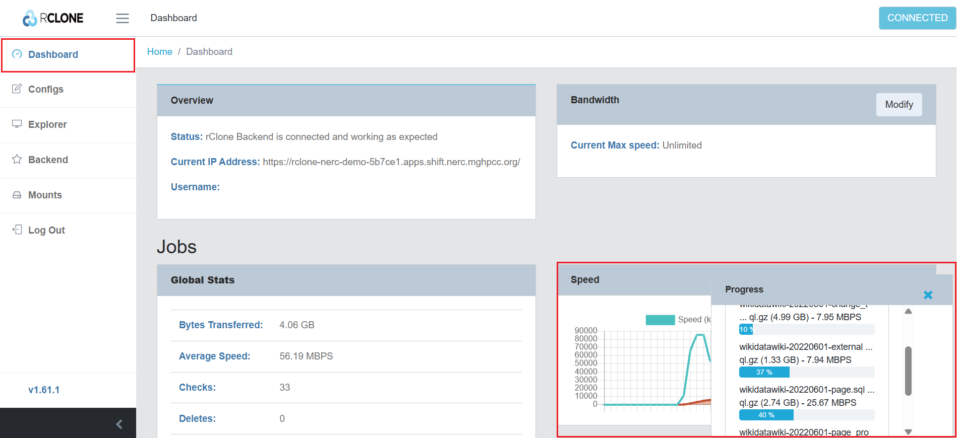 Rclone Dashboard View