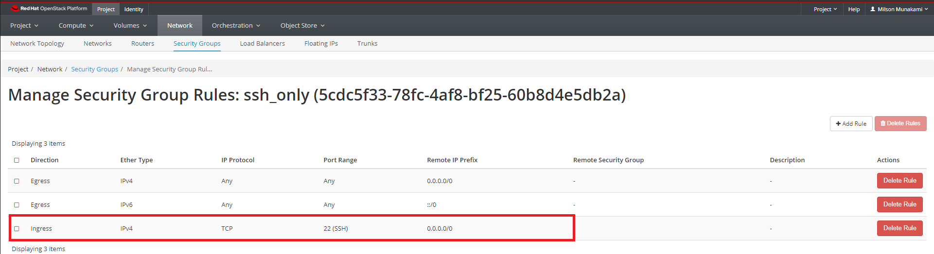 Adding SSH in Security Group Rules