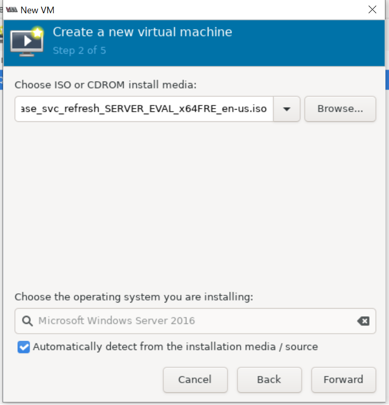 Virt-Manager Selected ISO
