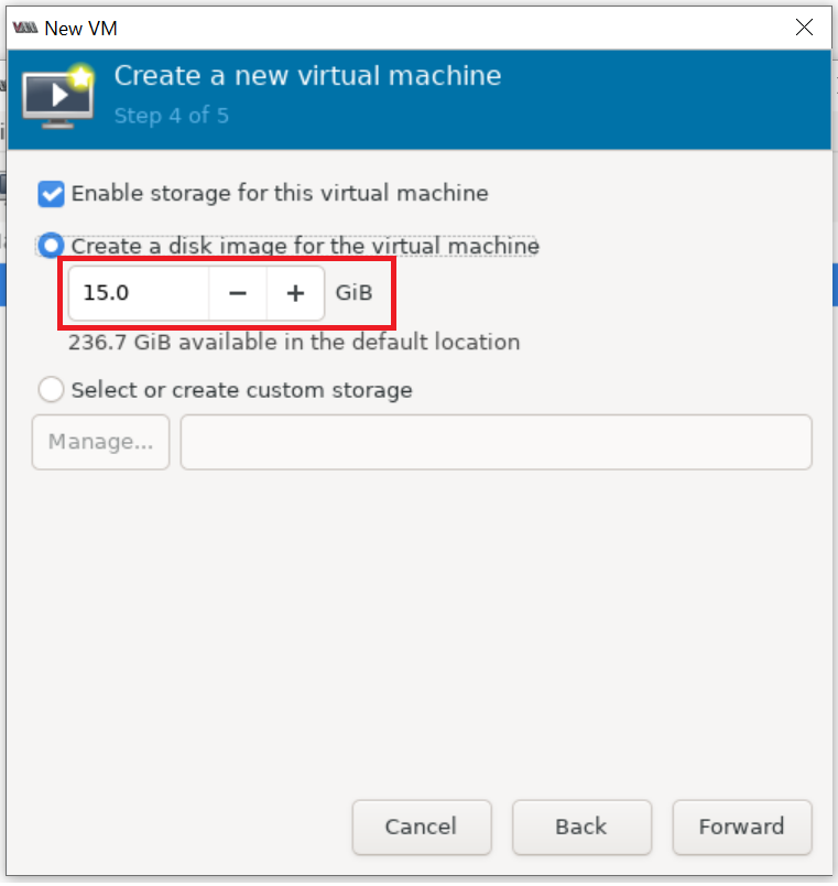 Virt-Manager disk image size
