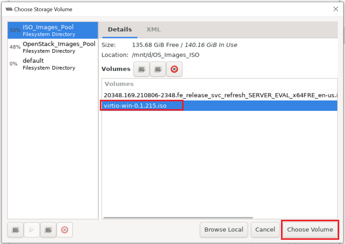 Virt-Manager Select virtio ISO