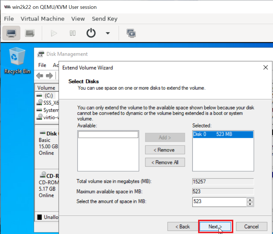 C Drive Extended to Take all Unallocated Space