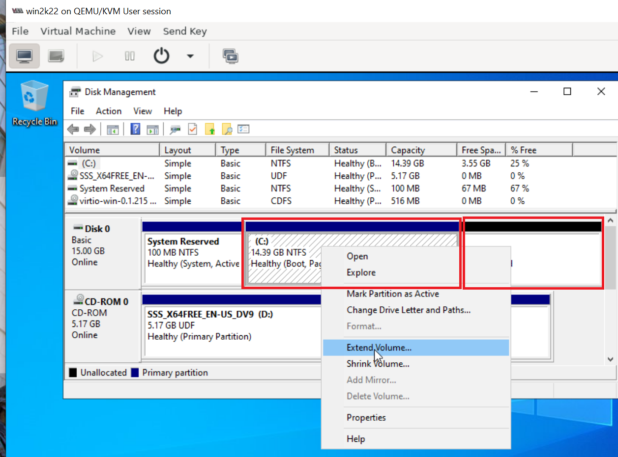 C Drive Extended using Disk Management