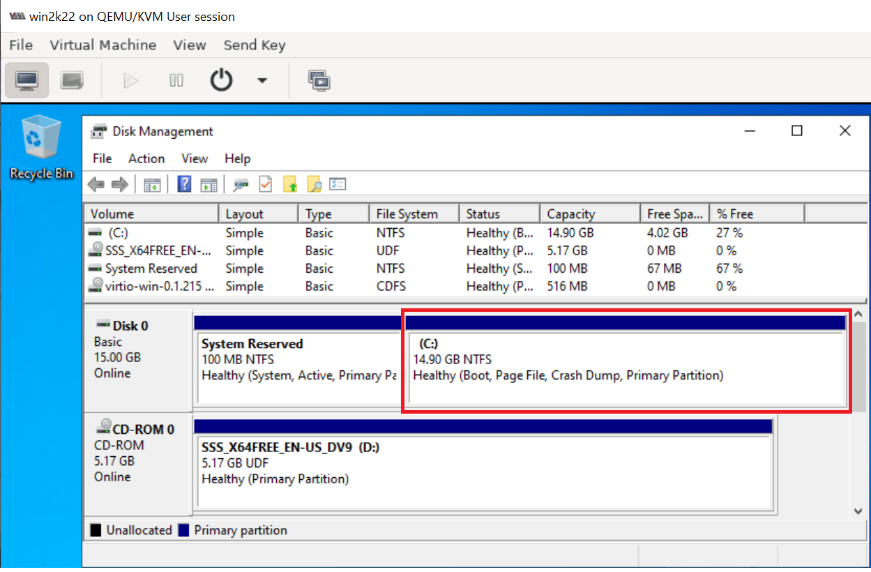 C Drive on DIsk Management