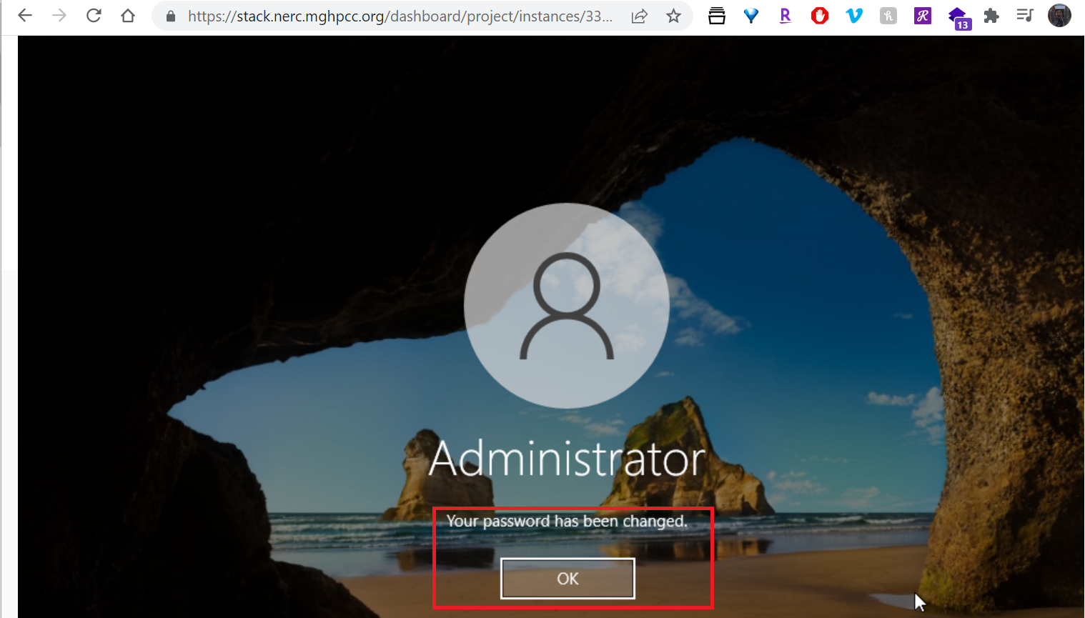 Administrator Password Changed Successful