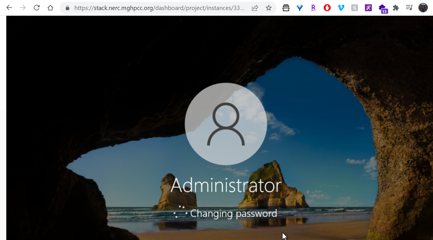 Proceed Changed Administrator Password