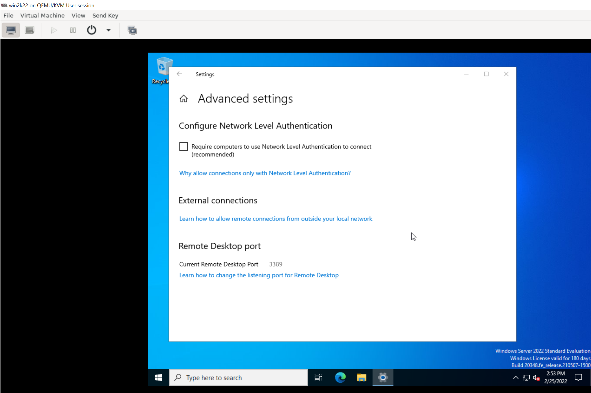 Disable Network Level Authentication