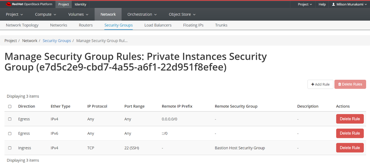 Private Instances Security Group