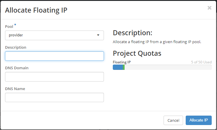 Floating IP Allocated