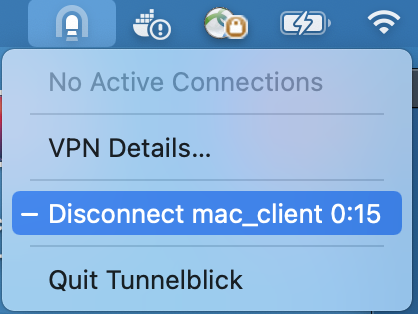 Disconnect using Tunnelblick icon