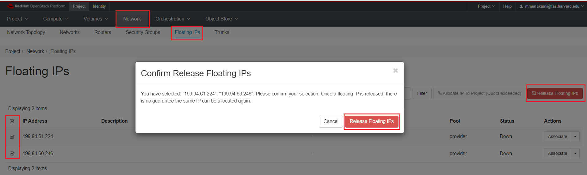 Release all Floating IPs