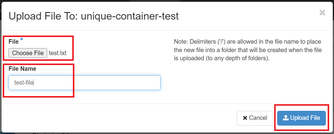 Container Upload Popup