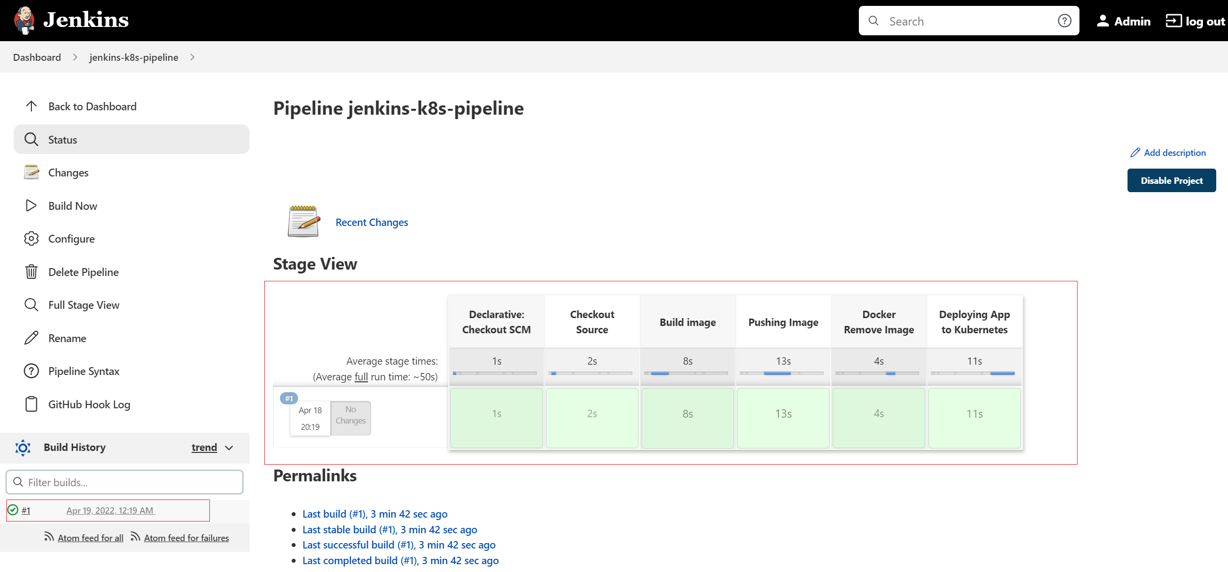 Jenkins Pipeline Stages Run Successful