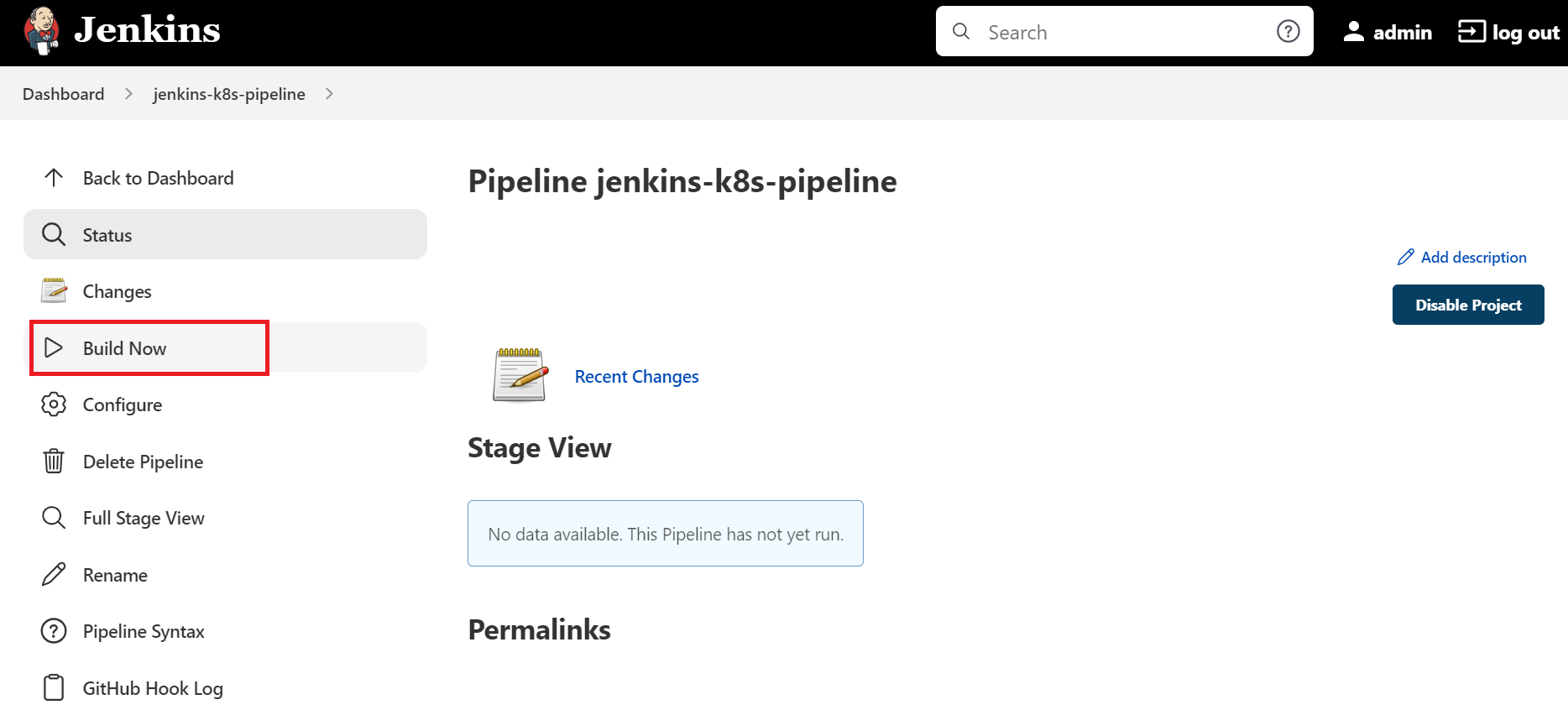 Jenkins Pipeline Build Now